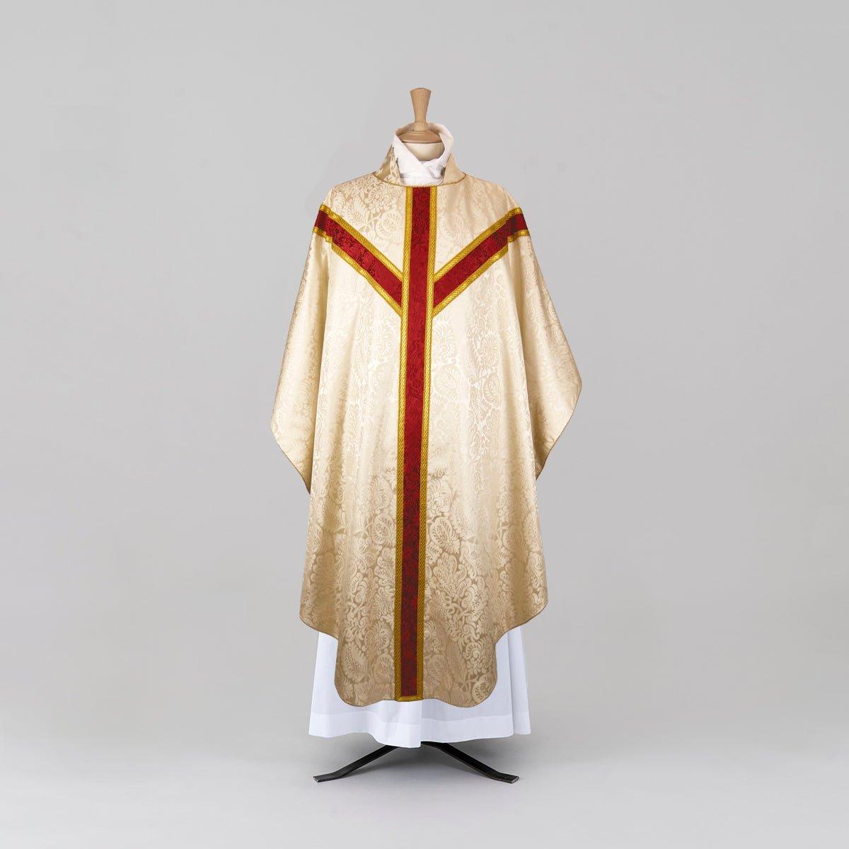 Embroidered Full Gothic Sarum Style Chasuble in Cream 'Holbein